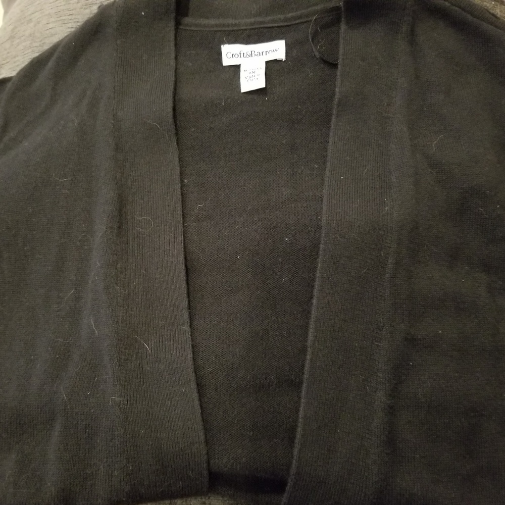 Pluse Size Black Open Front Cardigan